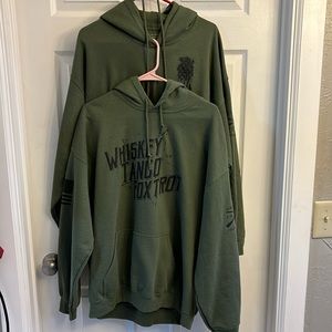 🔥Grunt Style Hoodies (2) XL-Whiskey Tango Foxtrot-Flag-Green New-Laundered once